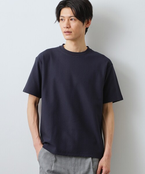 THE SHOP TK (ザ ショップ ティーケー )の「ハニカム リンクス半袖Tシャツ 洗濯機OK(Tシャツ/カットソー・メンズ・オフホワイト/ライトグレー/ネイビー・01/02/04)」の21枚目の写真