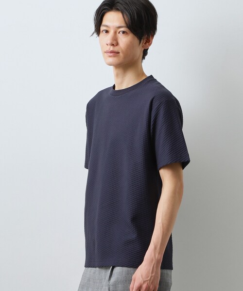 THE SHOP TK (ザ ショップ ティーケー )の「ハニカム リンクス半袖Tシャツ 洗濯機OK(Tシャツ/カットソー・メンズ・オフホワイト/ライトグレー/ネイビー・01/02/04)」の20枚目の写真