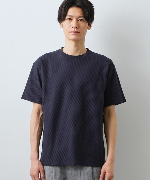 THE SHOP TK (ザ ショップ ティーケー )の「ハニカム リンクス半袖Tシャツ 洗濯機OK(Tシャツ/カットソー・メンズ・オフホワイト/ライトグレー/ネイビー・01/02/04)」の17枚目の写真