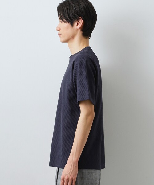 THE SHOP TK (ザ ショップ ティーケー )の「ハニカム リンクス半袖Tシャツ 洗濯機OK(Tシャツ/カットソー・メンズ・オフホワイト/ライトグレー/ネイビー・01/02/04)」の16枚目の写真
