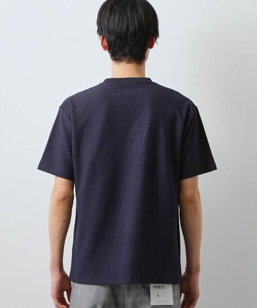 THE SHOP TK (ザ ショップ ティーケー )の「ハニカム リンクス半袖Tシャツ 洗濯機OK(Tシャツ/カットソー・メンズ・オフホワイト/ライトグレー/ネイビー・01/02/04)」の15枚目の写真