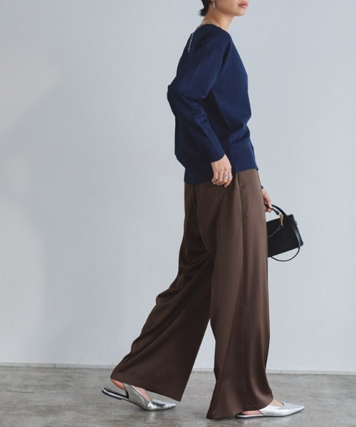 RASW（ラス）の「[RASW]サテンストレートパンツ（その他パンツ・レディース・ブラック/ブラウン・L/M/S）」の5枚目の写真