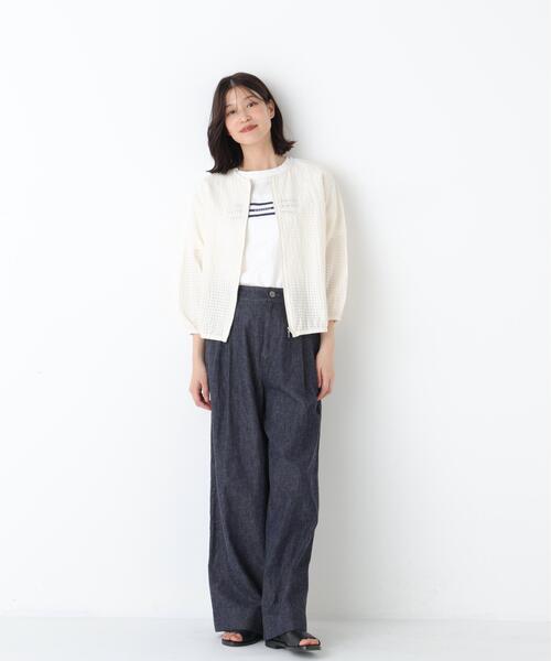 human woman(ヒューマンウーマン)の「◆【ウォッシャブル】ラッセルチェックレースジップブルゾン(ブルゾン・レディース・ホワイト系その他/ネイビー・MEDIUM)」の18枚目の写真