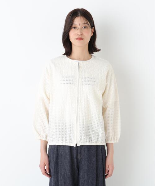 human woman(ヒューマンウーマン)の「◆【ウォッシャブル】ラッセルチェックレースジップブルゾン(ブルゾン・レディース・ホワイト系その他/ネイビー・MEDIUM)」の19枚目の写真