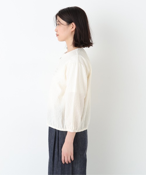 human woman(ヒューマンウーマン)の「◆【ウォッシャブル】ラッセルチェックレースジップブルゾン(ブルゾン・レディース・ホワイト系その他/ネイビー・MEDIUM)」の14枚目の写真