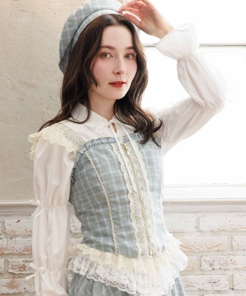 axes femme（アクシーズファム）の「チェックレースフリルビスチェ