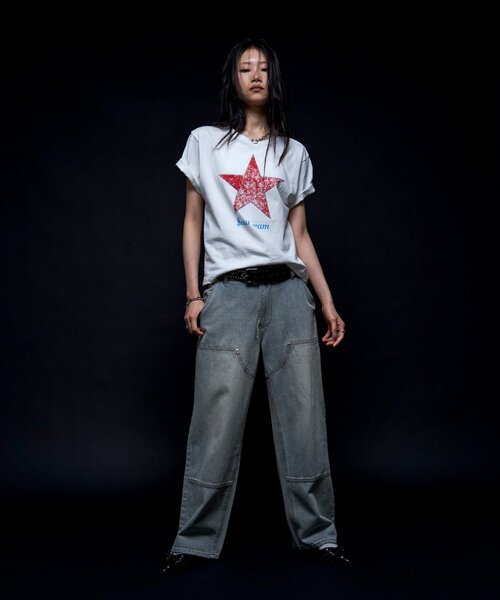 Sourcream(サワークリーム)の「【Sourcream/UNISEX】ラインストーンスターグラフィックTEE(Tシャツ/カットソー・レディース・ブラック/ネイビー/ホワイト/サックスブルー・SMALL/MEDIUM)」の22枚目の写真