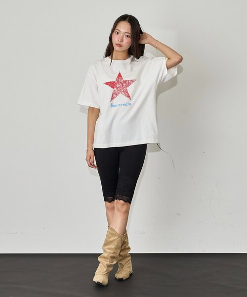 Sourcream（サワークリーム）の「【UNISEX】【Sourcream】ラインストーンスターグラフィックTEE（Tシャツ/カットソー・レディース・ブラック/ネイビー/ホワイト/サックスブルー・SMALL/MEDIUM）」の9枚目の写真