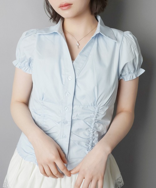SPINNS(スピンズ)の「シルエット最強!甘さも抜け感も欲張る。フリル袖スキッパーギャザーブラウス(シャツ/ブラウス・レディース・オフホワイト/ブラック系その他/グレー系その他/サックスブルー/ブラック/ブラウン系その他2/グリーン系その他/ベージュ系その他/ホワイト系その他/レッド系その他/ホワイト系その他2/イエロー系その他/ブラック系その他2/ブラウン系その他/ブルー系その他/ブラック系その他3/ピンク系/ブルー系・ONESIZE)」の13枚目の写真