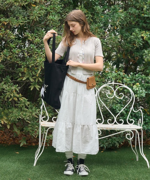 Birthday room(バースデイルーム)の「ティアードロングスカート/Tiered long skirt(スカート・レディース・ブラック/ホワイト・FREE)」の18枚目の写真