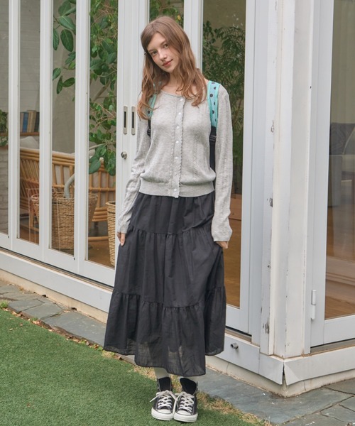 Birthday room(バースデイルーム)の「ティアードロングスカート/Tiered long skirt(スカート・レディース・ブラック/ホワイト・FREE)」の13枚目の写真