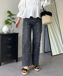 ランダムパールストレートストレッチデニム