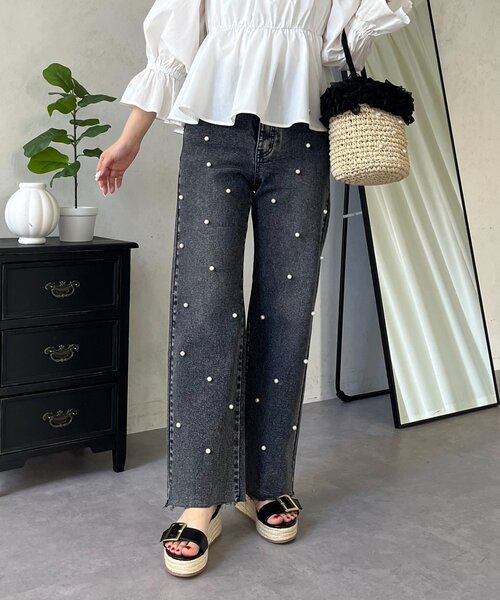 prose verse（プロズヴェール）の「ランダムパールストレートストレッチデニム（デニムパンツ・レディース・ブルー/ブラック・MEDIUM/PL/PM/LARGE）」の12枚目の写真