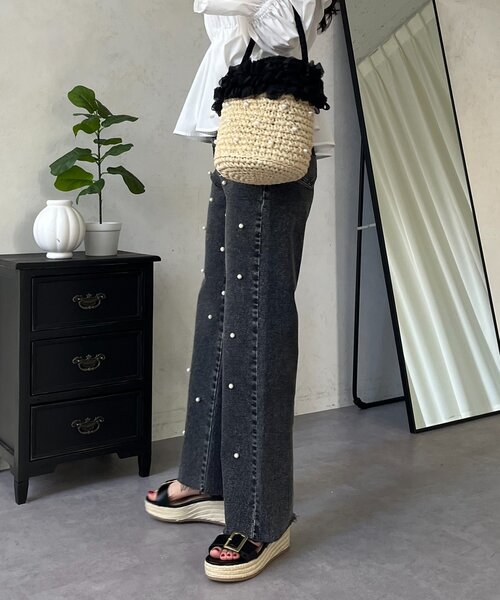 prose verse（プロズヴェール）の「ランダムパールストレートストレッチデニム（デニムパンツ・レディース・ブルー/ブラック・MEDIUM/PL/PM/LARGE）」の14枚目の写真