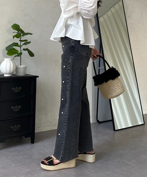 prose verse（プロズヴェール）の「ランダムパールストレートストレッチデニム（デニムパンツ・レディース・ブルー/ブラック・MEDIUM/PL/PM/LARGE）」の15枚目の写真