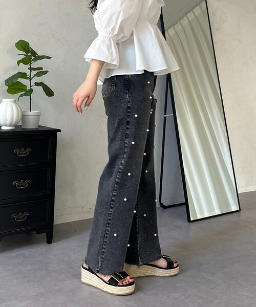 prose verse（プロズヴェール）の「ランダムパールストレートストレッチデニム（デニムパンツ・レディース・ブルー/ブラック・MEDIUM/PL/PM/LARGE）」の17枚目の写真