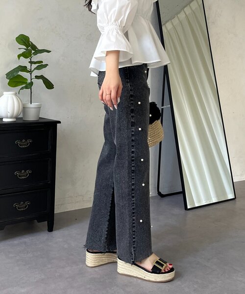 prose verse（プロズヴェール）の「ランダムパールストレートストレッチデニム（デニムパンツ・レディース・ブルー/ブラック・MEDIUM/PL/PM/LARGE）」の18枚目の写真