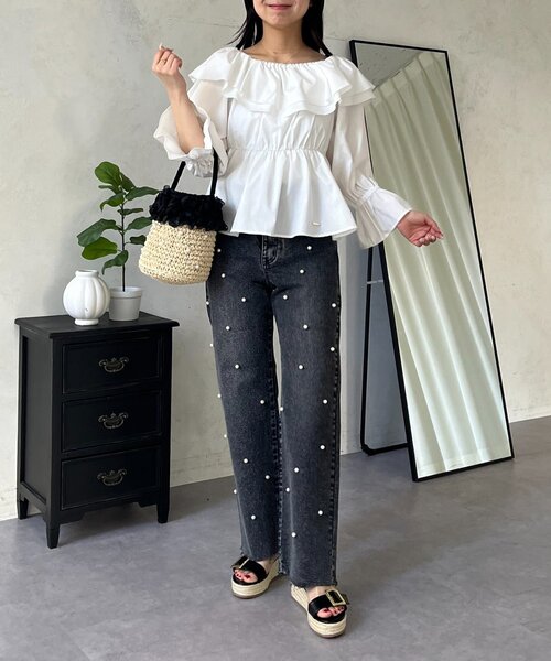 prose verse（プロズヴェール）の「ランダムパールストレートストレッチデニム（デニムパンツ・レディース・ブルー/ブラック・MEDIUM/PL/PM/LARGE）」の20枚目の写真