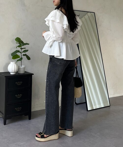 prose verse（プロズヴェール）の「ランダムパールストレートストレッチデニム（デニムパンツ・レディース・ブルー/ブラック・MEDIUM/PL/PM/LARGE）」の22枚目の写真