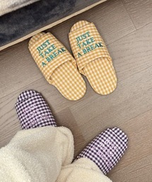 B.R.U（ブル）の「【ウィメンズ】チェック柄刺繍ルームシューズ/スリッパ（ルームシューズ/スリッパ）」