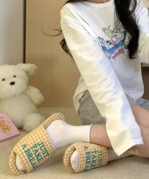 B.R.U（ブル）の「【ウィメンズ】チェック柄刺繍ルームシューズ/スリッパ（ルームシューズ/スリッパ）」