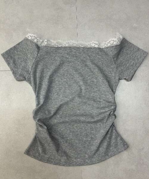 lulufa(ルルファ)の「レースチョーカー レタリングプリントオフショルTシャツ(Tシャツ/カットソー・レディース・グレー/ホワイト・LARGE/MEDIUM)」の14枚目の写真