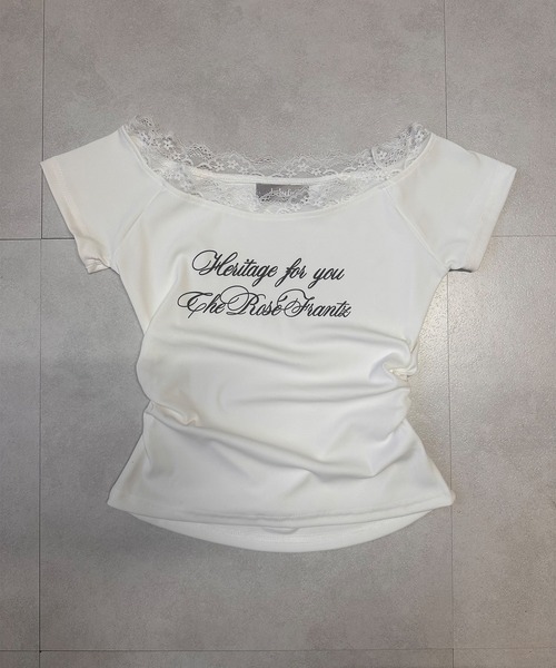 lulufa(ルルファ)の「レースチョーカー レタリングプリントオフショルTシャツ(Tシャツ/カットソー・レディース・グレー/ホワイト・LARGE/MEDIUM)」の22枚目の写真