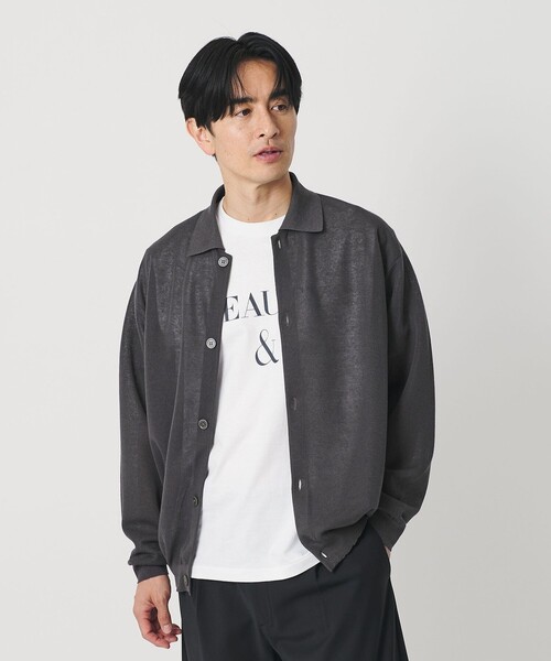 BEAUTY&YOUTH UNITED ARROWS（ビューティーアンドユースユナイテッドアローズ）の「シアー ミラノ ポロジャケット ウォッシャブル（カーディガン/ボレロ・メンズ・ダークグレー/ブラック・S/L/M/XL）」の2枚目の写真