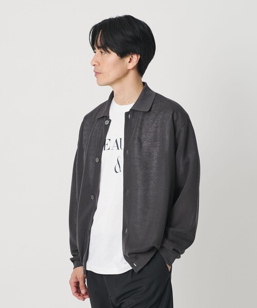 BEAUTY&YOUTH UNITED ARROWS（ビューティーアンドユースユナイテッドアローズ）の「シアー ミラノ ポロジャケット ウォッシャブル（カーディガン/ボレロ・メンズ・ダークグレー/ブラック・S/L/M/XL）」の3枚目の写真