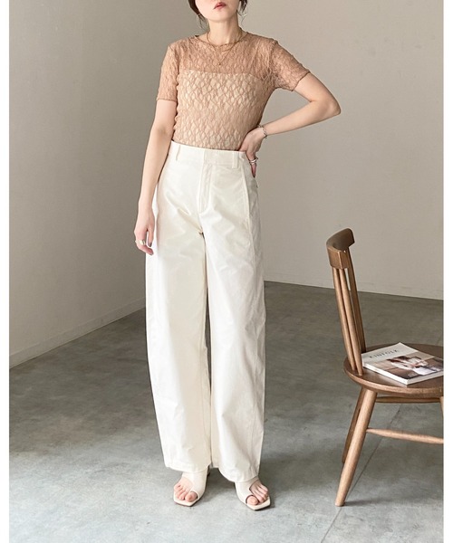 She's Closet(シーズクローゼット)の「半袖 クルーネック 透かし編み風 シアー レーストップス レースtシャツ(Tシャツ/カットソー・レディース・ブラウン/ブラック/アイボリー・FREE)」の15枚目の写真