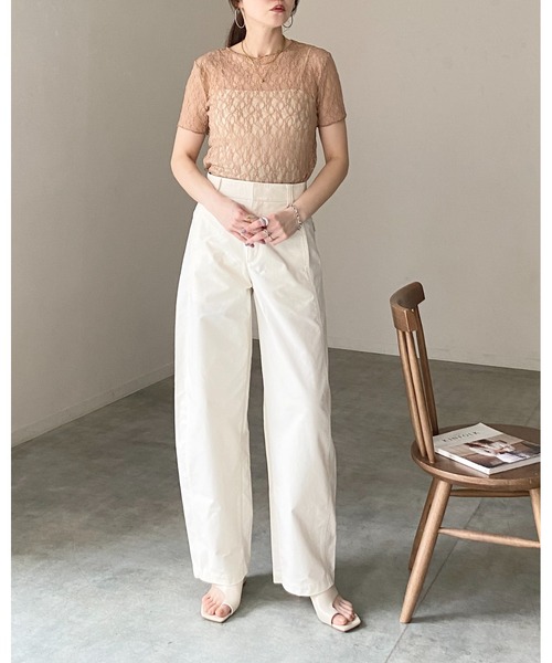 She's Closet(シーズクローゼット)の「半袖 クルーネック 透かし編み風 シアー レーストップス レースtシャツ(Tシャツ/カットソー・レディース・ブラウン/ブラック/アイボリー・FREE)」の17枚目の写真