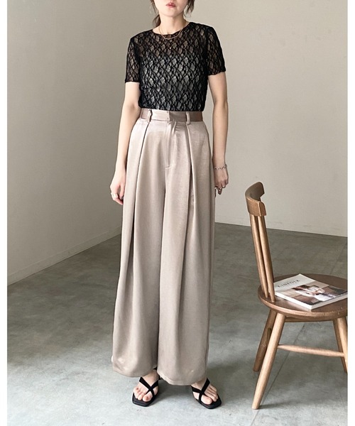 She's Closet(シーズクローゼット)の「半袖 クルーネック 透かし編み風 シアー レーストップス レースtシャツ(Tシャツ/カットソー・レディース・ブラウン/ブラック/アイボリー・FREE)」の18枚目の写真