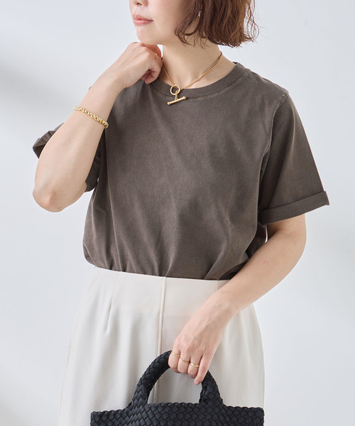 journal standard L'essage（ジャーナルスタンダードレサージュ）の「スワイー/ピグメントTシャツ（Tシャツ/カットソー・レディース・グレー/ブラウン/ホワイト/ブラック・FREE）」の4枚目の写真