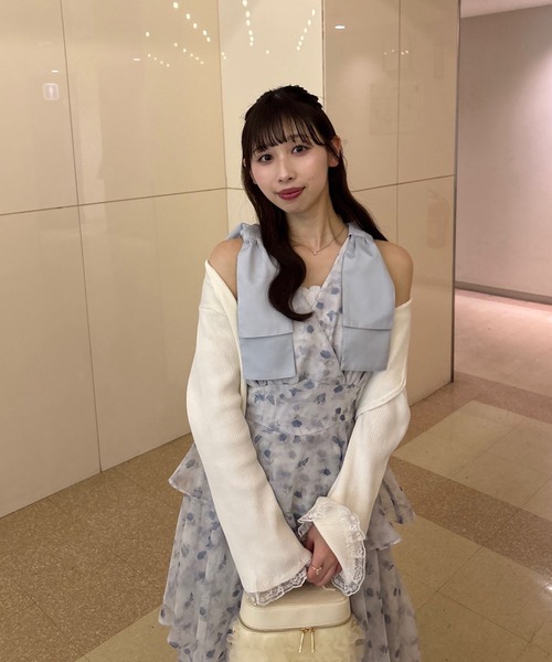 LouLoumei（ルルミー）の「【LouLoumei】肩リボンティアードワンピース（ワンピース・レディース・ピンクベージュ/ホワイト系その他/ブルー系その他・FREE）」の9枚目の写真