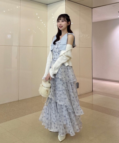LouLoumei（ルルミー）の「【LouLoumei】肩リボンティアードワンピース（ワンピース・レディース・ピンクベージュ/ホワイト系その他/ブルー系その他・FREE）」の6枚目の写真