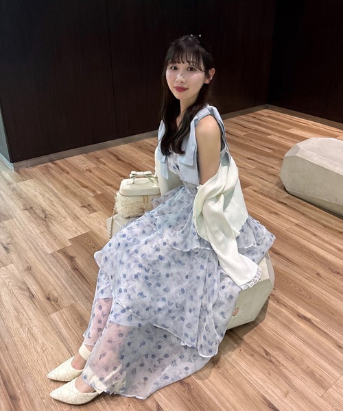 LouLoumei（ルルミー）の「【LouLoumei】肩リボンティアードワンピース（ワンピース・レディース・ピンクベージュ/ホワイト系その他/ブルー系その他・FREE）」の10枚目の写真