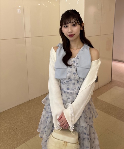 LouLoumei（ルルミー）の「【LouLoumei】肩リボンティアードワンピース（ワンピース・レディース・ピンクベージュ/ホワイト系その他/ブルー系その他・FREE）」の8枚目の写真