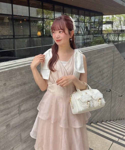 LouLoumei（ルルミー）の「【LouLoumei】肩リボンティアードワンピース（ワンピース・レディース・ピンクベージュ/ホワイト系その他/ブルー系その他・FREE）」の13枚目の写真