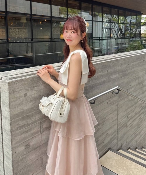 LouLoumei（ルルミー）の「【LouLoumei】肩リボンティアードワンピース（ワンピース・レディース・ピンクベージュ/ホワイト系その他/ブルー系その他・FREE）」の14枚目の写真