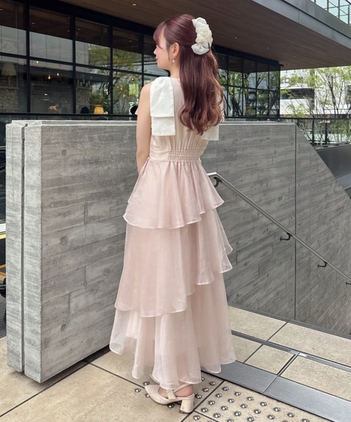 LouLoumei（ルルミー）の「【LouLoumei】肩リボンティアードワンピース（ワンピース・レディース・ピンクベージュ/ホワイト系その他/ブルー系その他・FREE）」の12枚目の写真