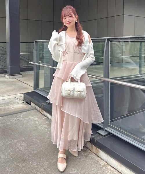 LouLoumei（ルルミー）の「【LouLoumei】肩リボンティアードワンピース（ワンピース・レディース・ピンクベージュ/ホワイト系その他/ブルー系その他・FREE）」の15枚目の写真