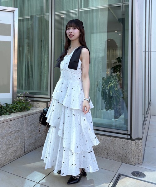 LouLoumei（ルルミー）の「【LouLoumei】肩リボンティアードワンピース（ワンピース・レディース・ピンクベージュ/ホワイト系その他/ブルー系その他・FREE）」の17枚目の写真