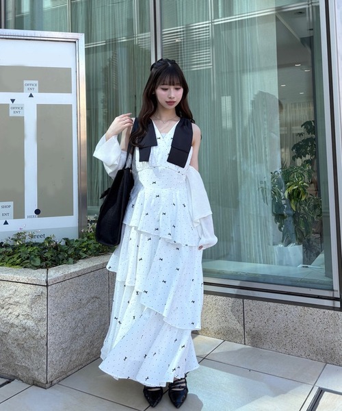 LouLoumei（ルルミー）の「【LouLoumei】肩リボンティアードワンピース（ワンピース・レディース・ピンクベージュ/ホワイト系その他/ブルー系その他・FREE）」の19枚目の写真
