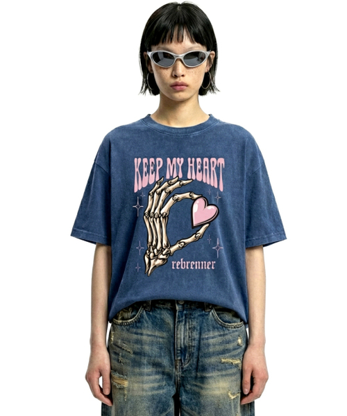 REBRENNER(リブレンナー)の「DTFマイハートピグメント半袖Tシャツネイビー(Tシャツ/カットソー・レディース・その他・MEDIUM/LARGE/X-LARGE/2XL)」の1枚目の写真