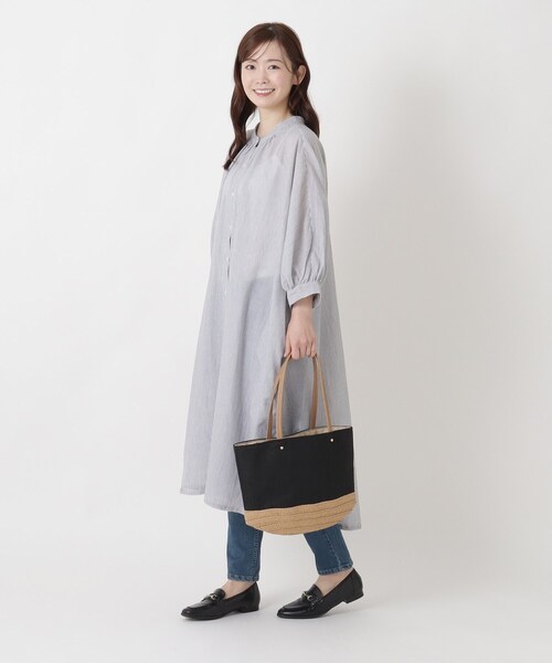 one'sterrace(ワンズテラス)の「SE 雑材ペーパー コンビトート(トートバッグ・レディース・ブルー系その他7/ブラック系8/ベージュ系その他7・99)」の8枚目の写真