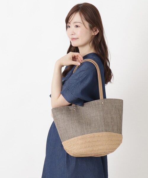 one'sterrace(ワンズテラス)の「SE 雑材ペーパー コンビトート(トートバッグ・レディース・ブルー系その他7/ブラック系8/ベージュ系その他7・99)」の7枚目の写真