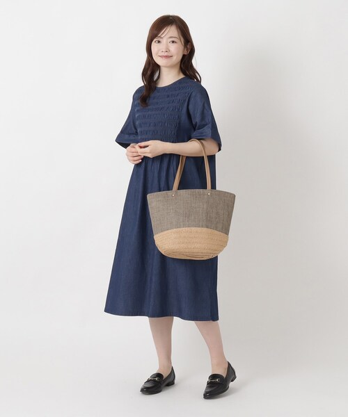 one'sterrace(ワンズテラス)の「SE 雑材ペーパー コンビトート(トートバッグ・レディース・ブルー系その他7/ブラック系8/ベージュ系その他7・99)」の6枚目の写真