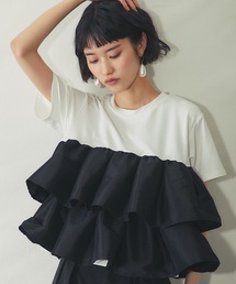 天竺ティアードフリルドッキングTシャツ