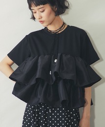 天竺ティアードフリルドッキングTシャツ