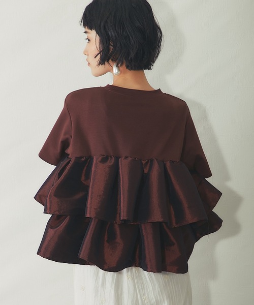 ANOTHER S(アナザーエス)の「天竺ティアードフリルドッキングTシャツ(Tシャツ/カットソー・レディース・オフホワイト/ブラック/ブラウン/ホワイト・FREE)」の16枚目の写真